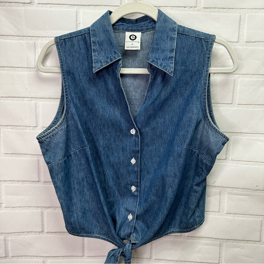 Ellemeno Denim Sleeveless Tie Top